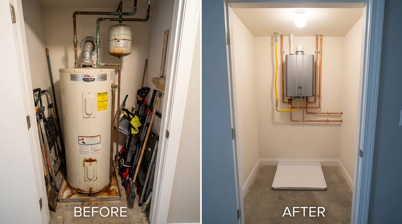 Tank water heater versus wall-mounted tankless unit comparison for Marietta, GA homeowners